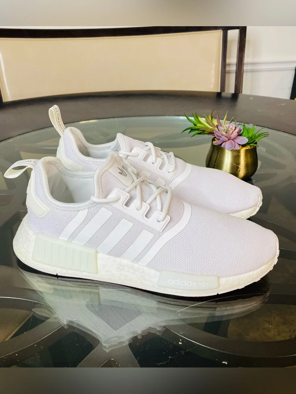 adidas NMD R1 Triple White All White Women's Running Shoes Size 9